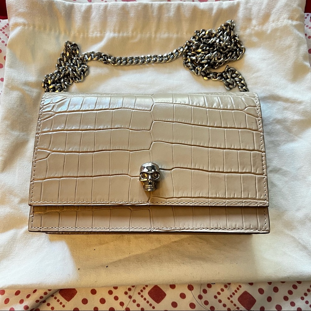 SOLD!! Alexander McQueen Crocodile embossed skull mini crossbody